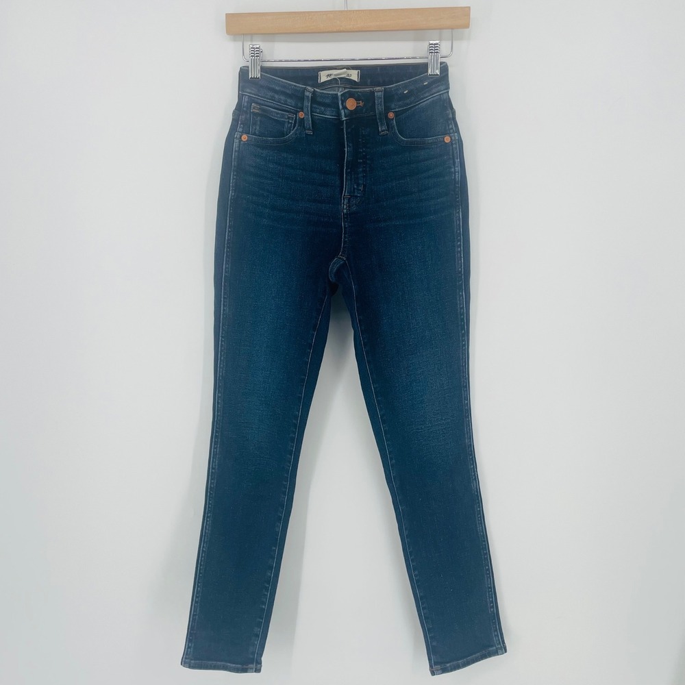 Madewell Curvy High Rise Skinny Jeans Dark Wash Size 23 Classic Rigid Denim - Picture 1 of 10